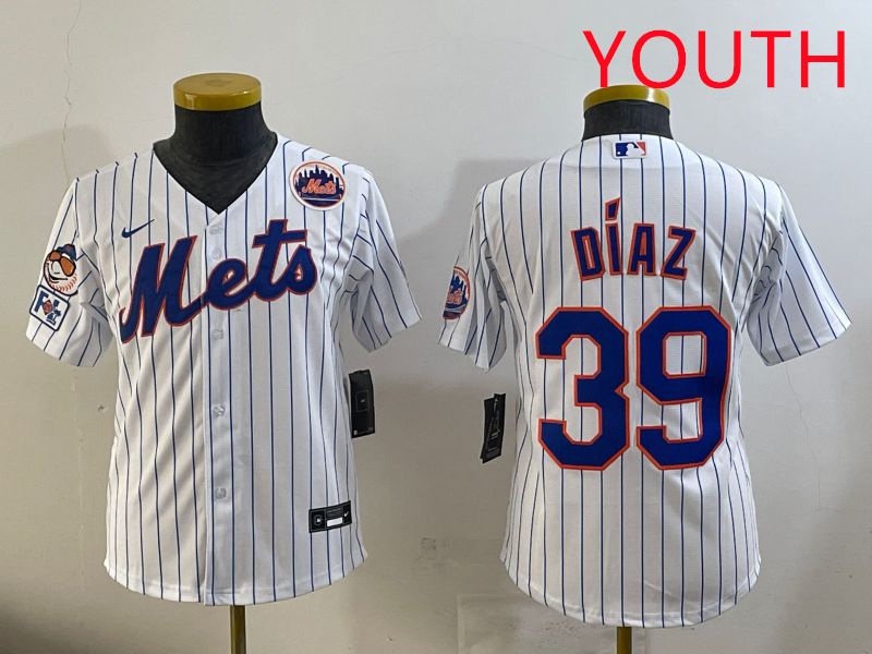 Youth 2025 New York Mets #39 Diaz White Stripe Game Nike MLB Jersey style 8